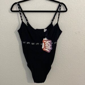 NWT- YITTY- Spotlight shaping Demi cup bodysuit-Shimmered Iconic black- Size Med
